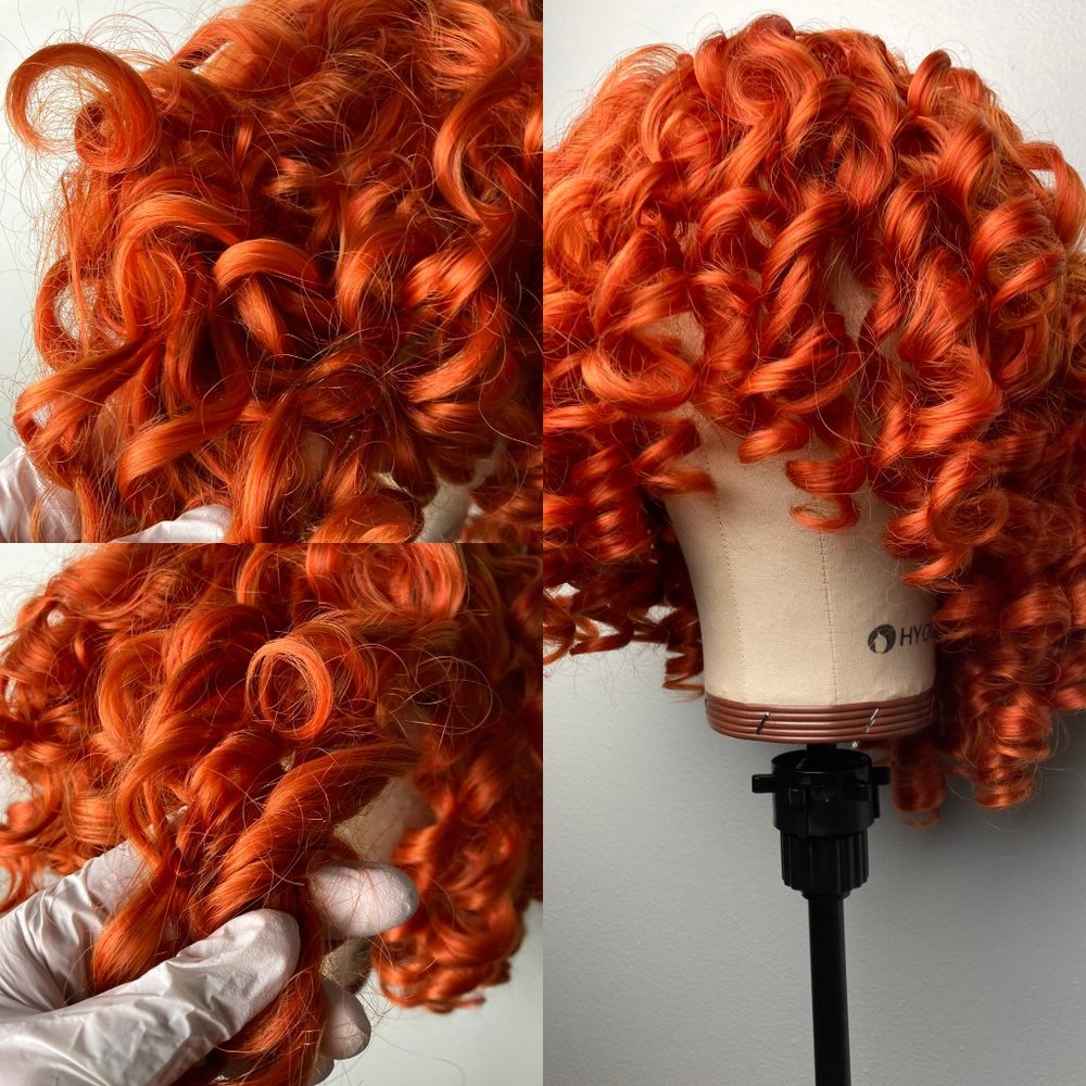 Orange Bob Curly Wigs